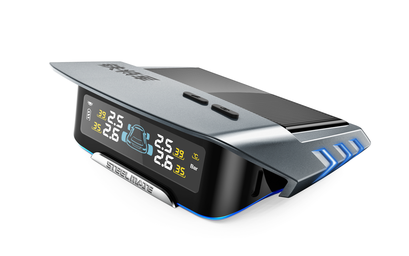 SteelMate TP-S15 Solar-Powered TPMS – 4 External Tire Pressure Sensors, Real-Time Monitoring System