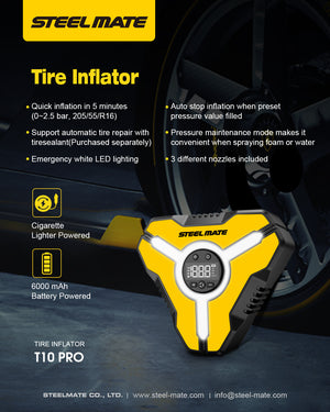 SteelMate T10 Pro – Portable Tire Inflator
