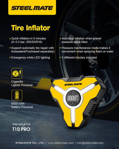 SteelMate T10 Pro – Portable Tire Inflator