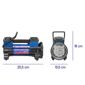 2-cylinder power compressor 12 V 60L LED
