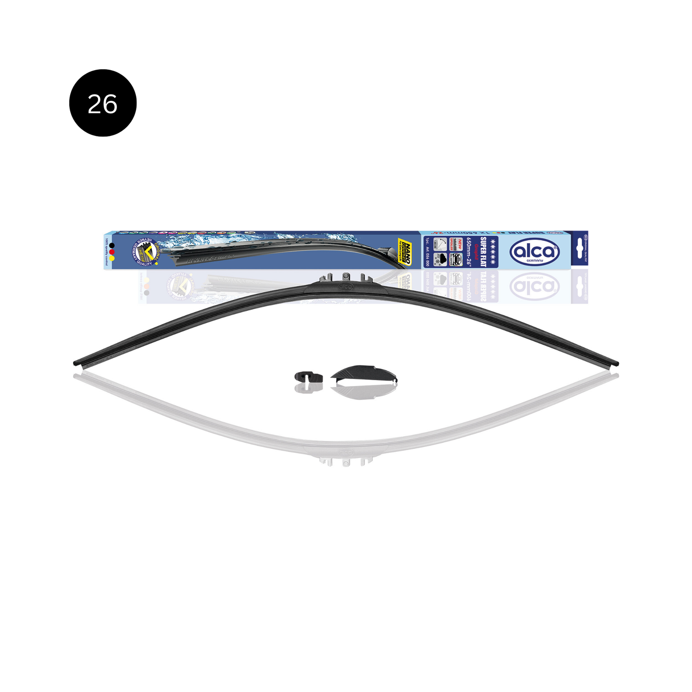 Alca® Super Flat Wiper Blades – Universal Fit, Aerodynamic Spoiler, Winter-Resistant, Nano-Coated Durable Rubber