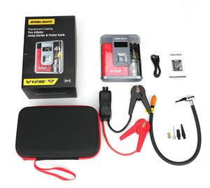 SteelMate V12 SE 8800mAh 3-in-1 Jump Starter – 700A Car Battery Booster, Tire Inflator (120 PSI) & Power Bank