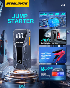 SteelMate JS8 - Car Battery Jump Starter - 8000mAh