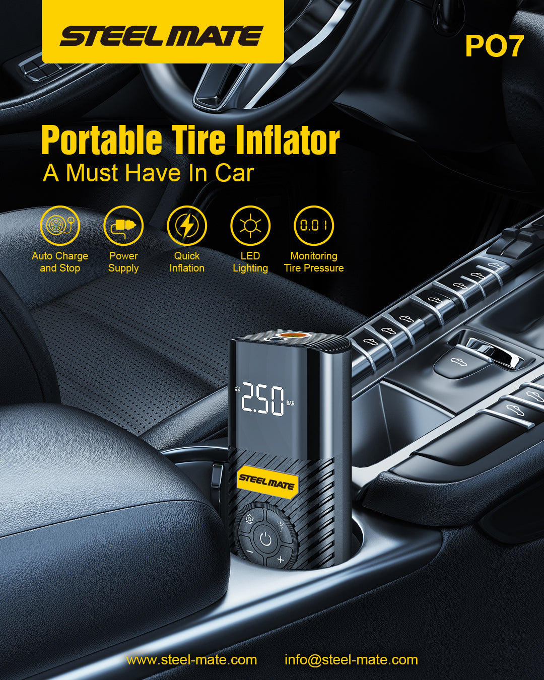SteelMate PO7 - Car Tire Inflator