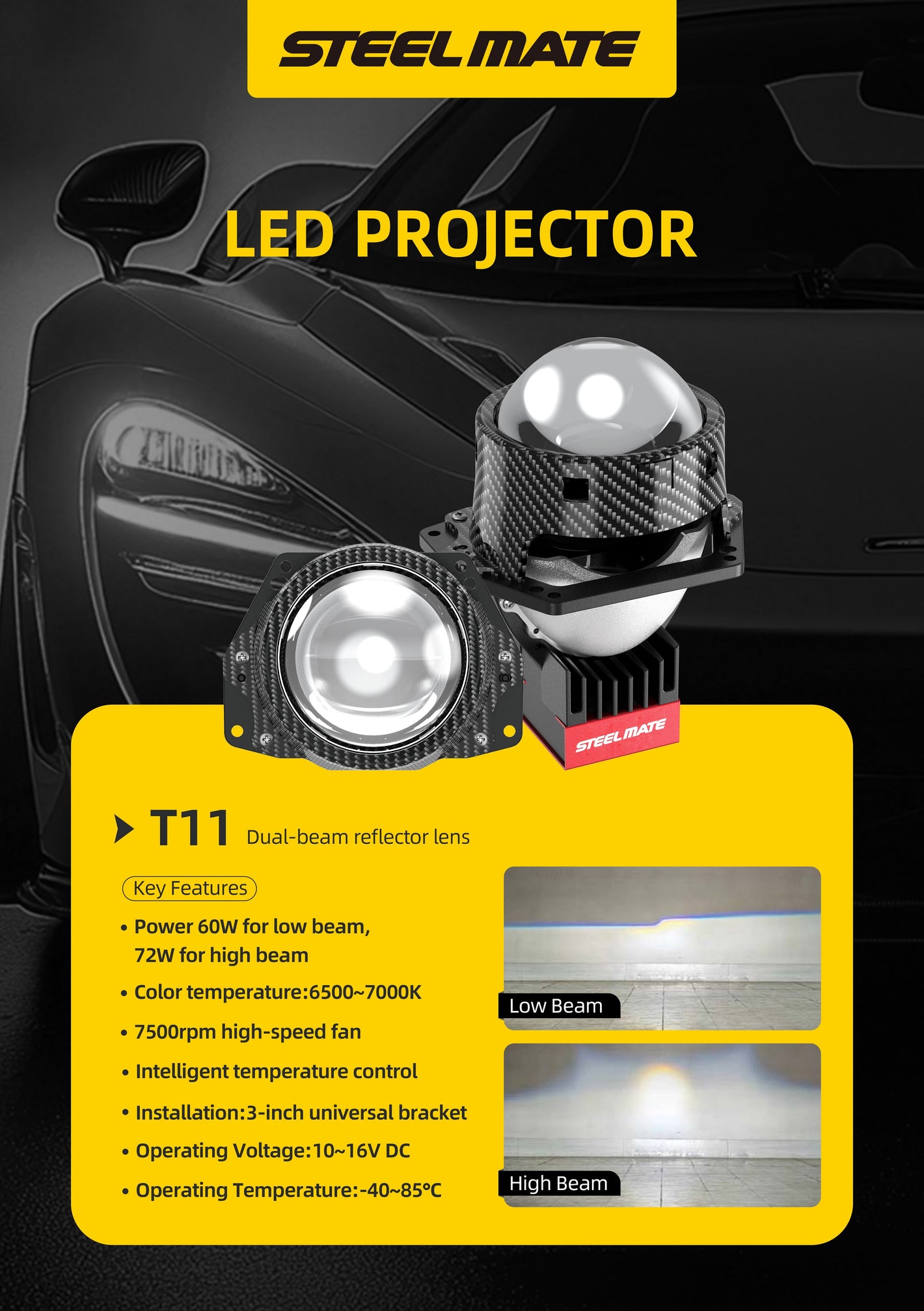 SteelMate T11 – LED Projector Headlight