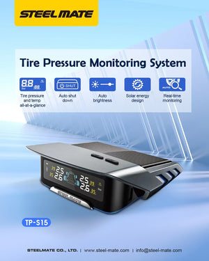 SteelMate TP‑S15  – Solar‑Powered TPMS (4 External Sensors)