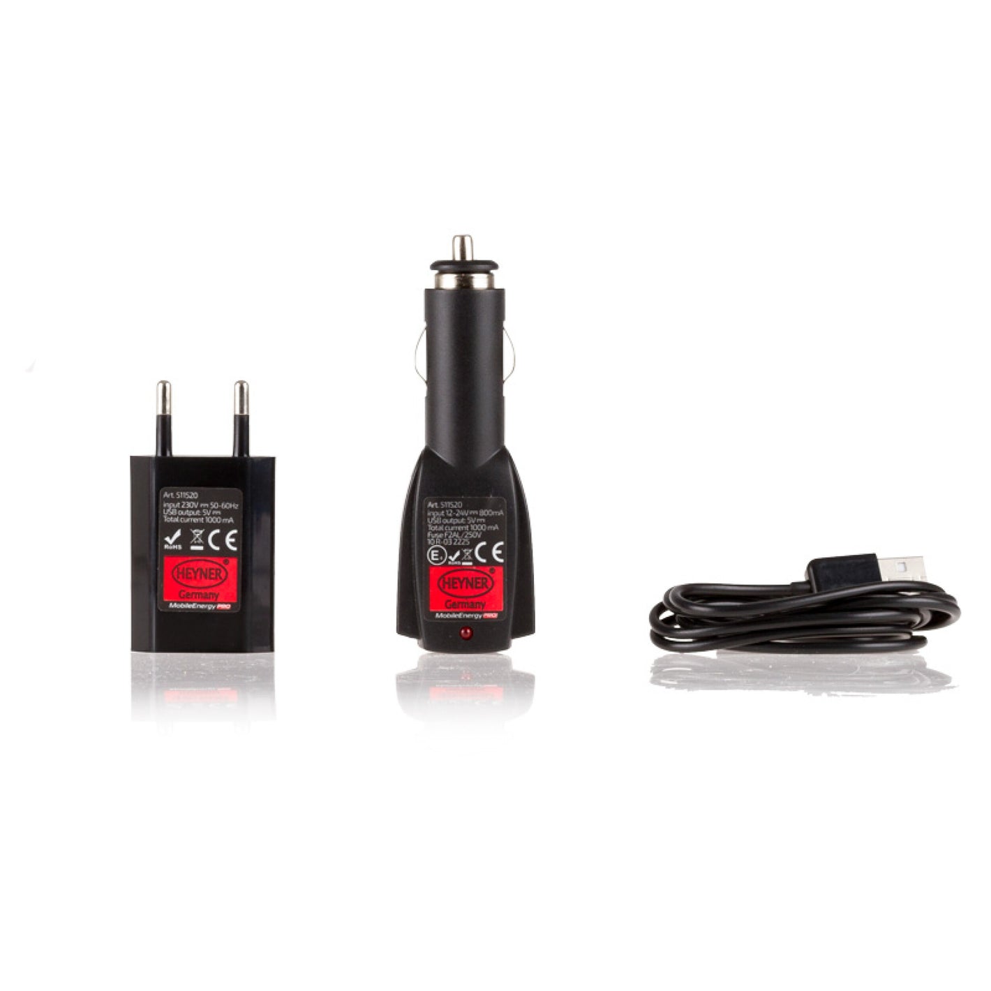 HEYNER® Dual USB & Micro USB Charger Cable – 12–24V Car & 220V Home, 120cm Long, 5V Output for Multiple Devices